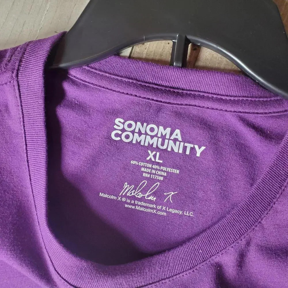 NWT Sonoma Community Black History Month Malcolm X Graphic Tee Plum XL - Picture 2 of 15